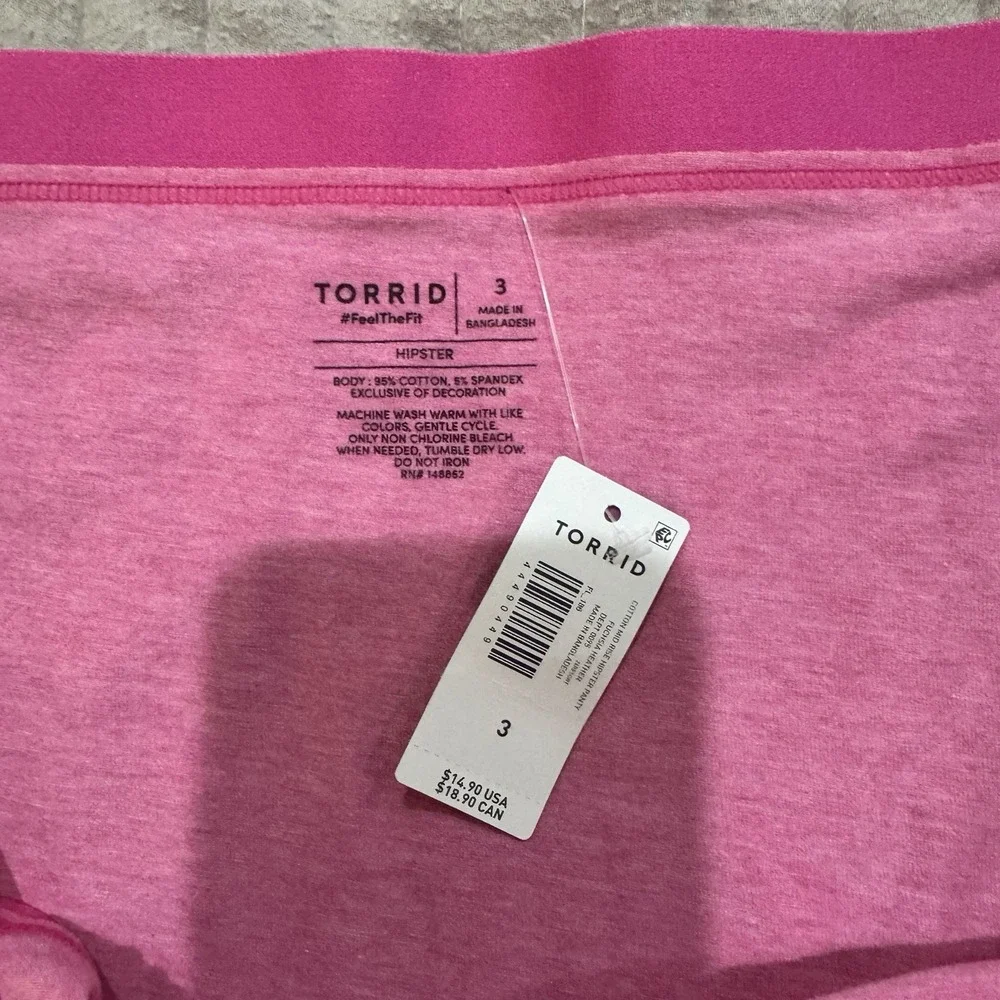 Torrid Pink Cotton Hipster Panty Underwear Plus Size 3 3x‎ NWT